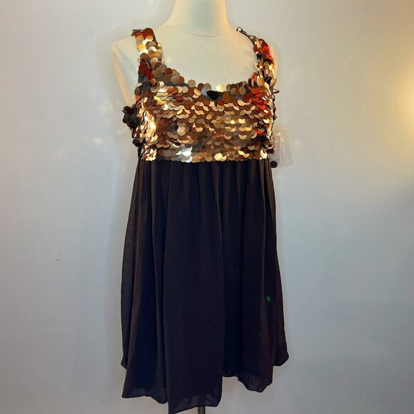 R & M RICHARDS Women's Brown Sequin Sleeveless Dress - Size 8P - NWT $59.99 - Picture 1 of 5